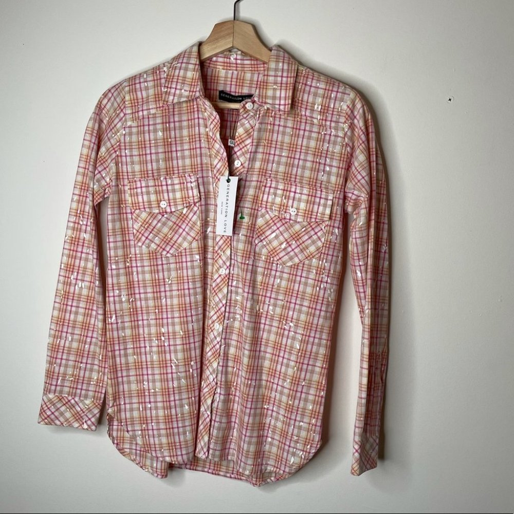 Generation Love Plaid Pink Agnes Shirt NWT XS